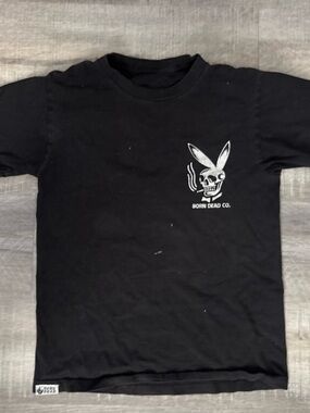 OTTO Black Tee with White Skull-Bunny Graphic